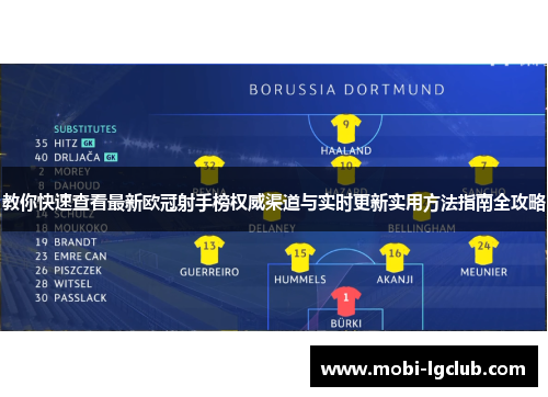 教你快速查看最新欧冠射手榜权威渠道与实时更新实用方法指南全攻略